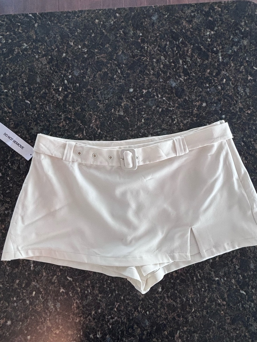 Princess Polly Cream Belted Skort
